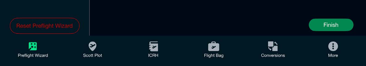 Reset Preflight Wizard button in the app's bottom toolbar