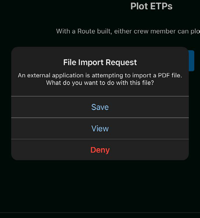 File Import Request popup with Save, View, and Deny options