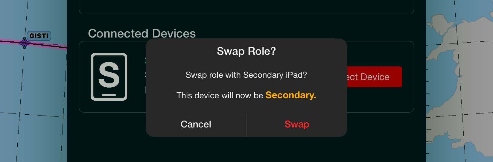 Swap Role confirmation dialog changing the device to the Secondary role