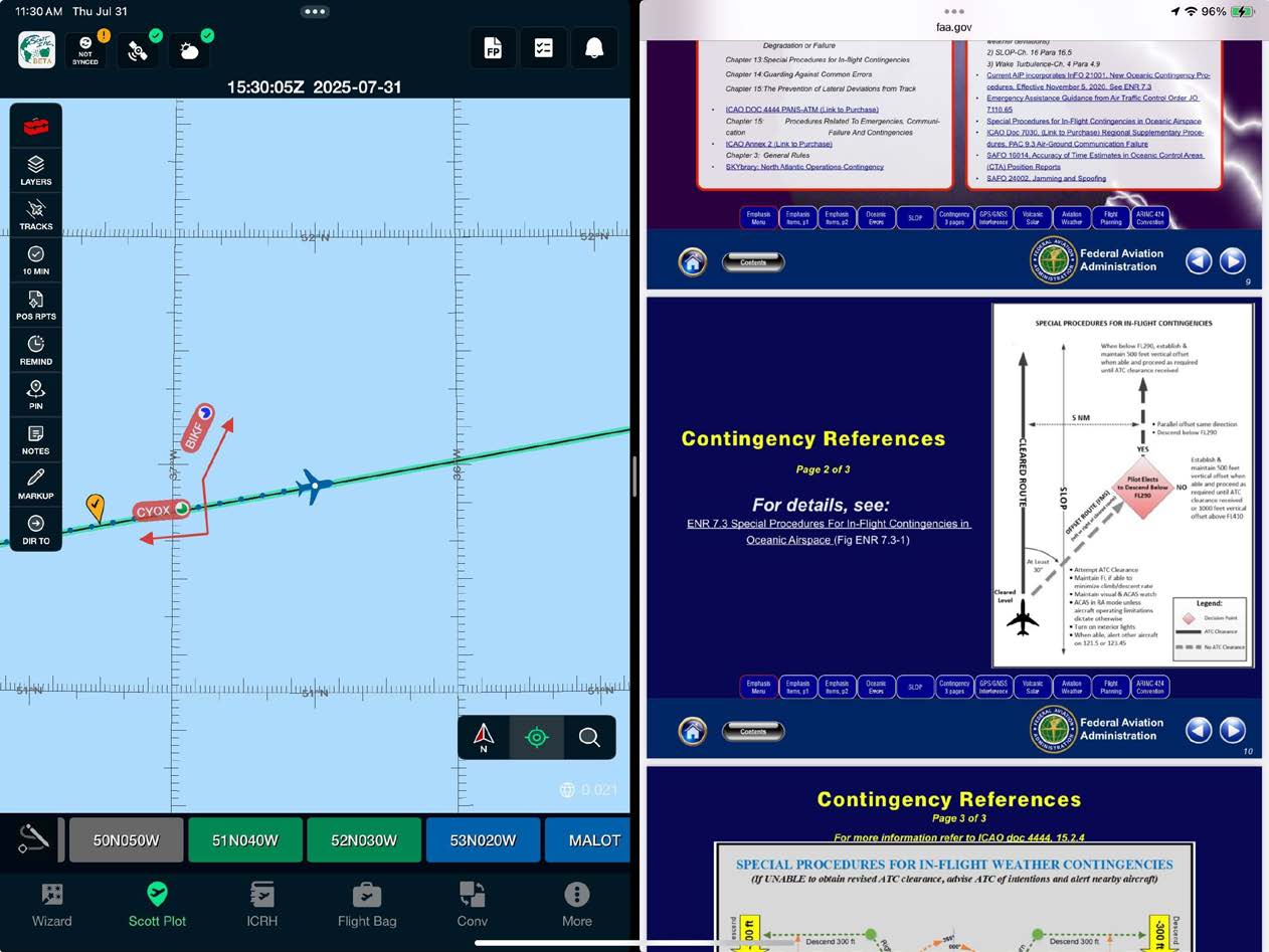Scott Plot in Split View beside an FAA reference document