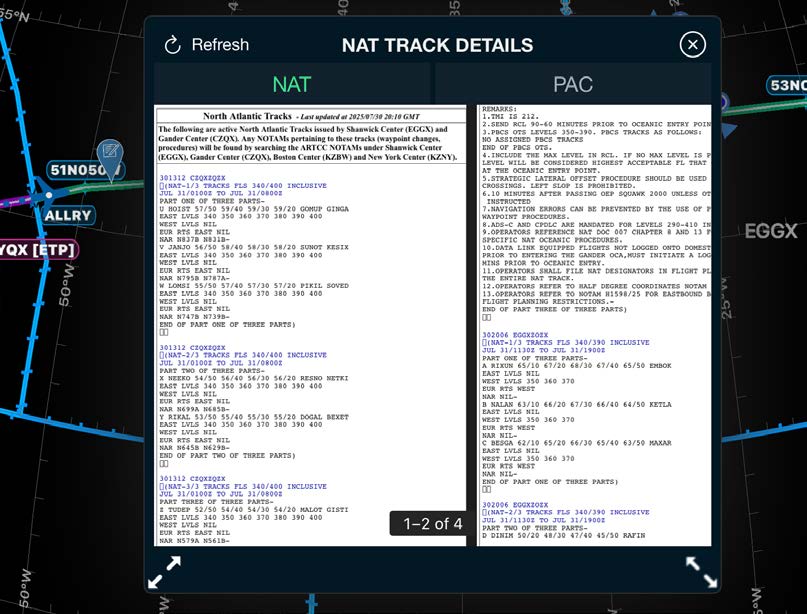Scott Plot NAT track details view