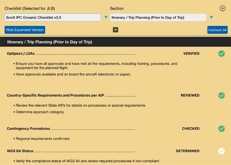 Scott IPC Oceanic Checklist open in the Scott Plot app