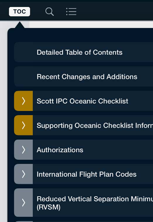 ICRH table of contents popup