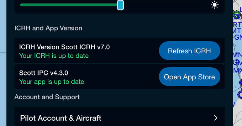 App settings showing the ICRH version and Refresh ICRH button