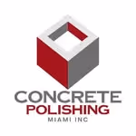 Logo with a red and gray 3D cube above the text Concrete Polishing Miami Inc.