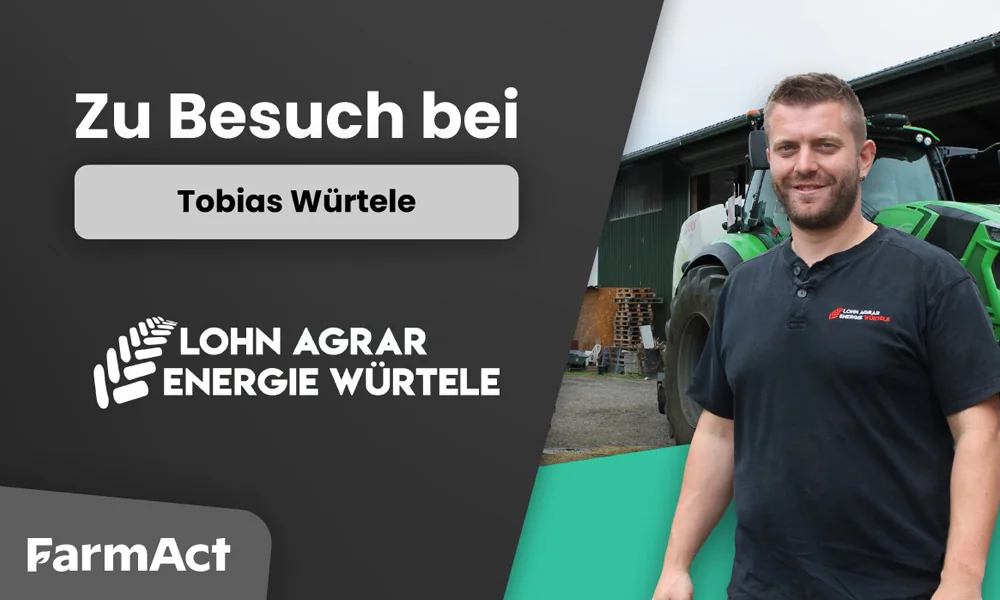 Tobias Würtele von Lohn Agrar Energie Würtele zwischen seinen Maschinen