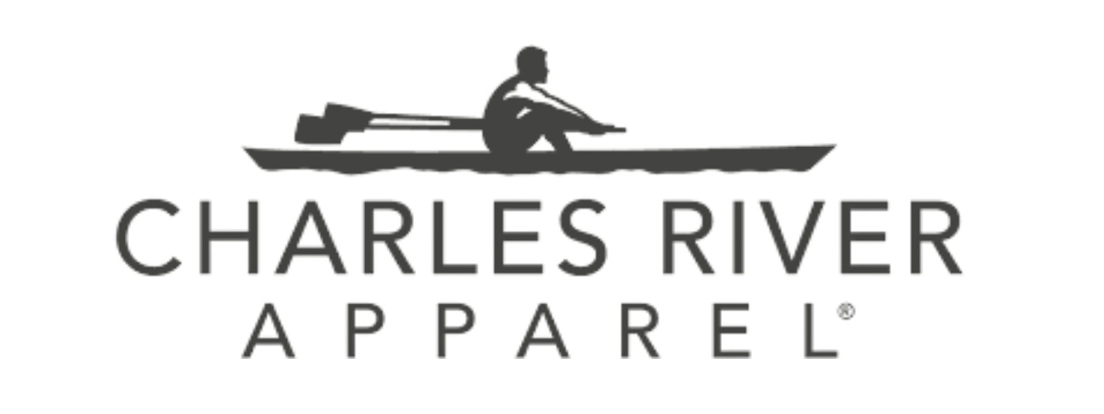 Charles River Apparel logo with a person rowing a boat above the company name.