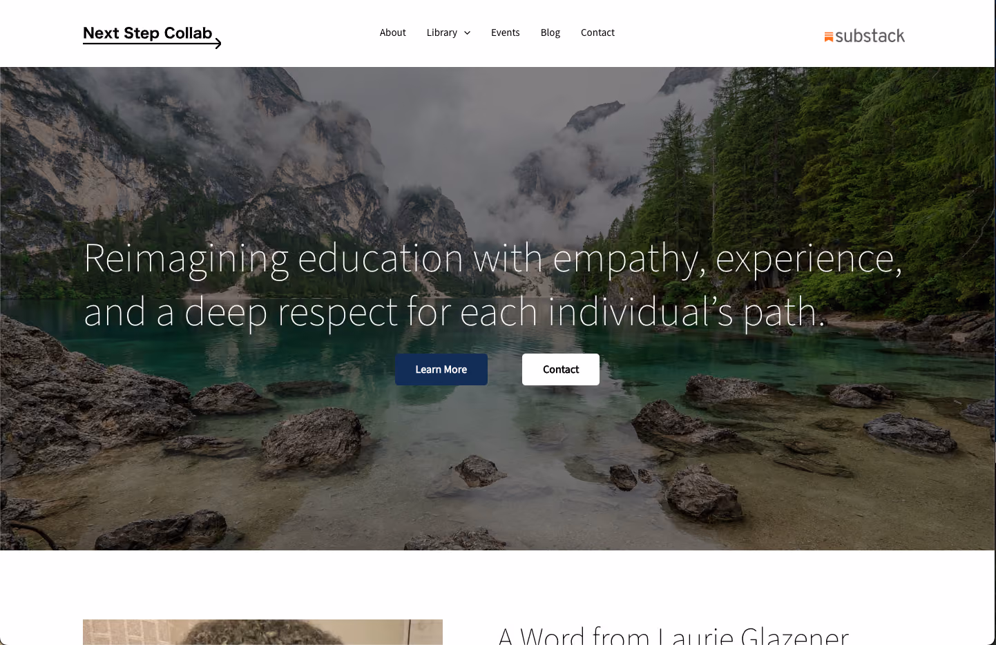 Screenshot of Next Step Collaboration website homepage