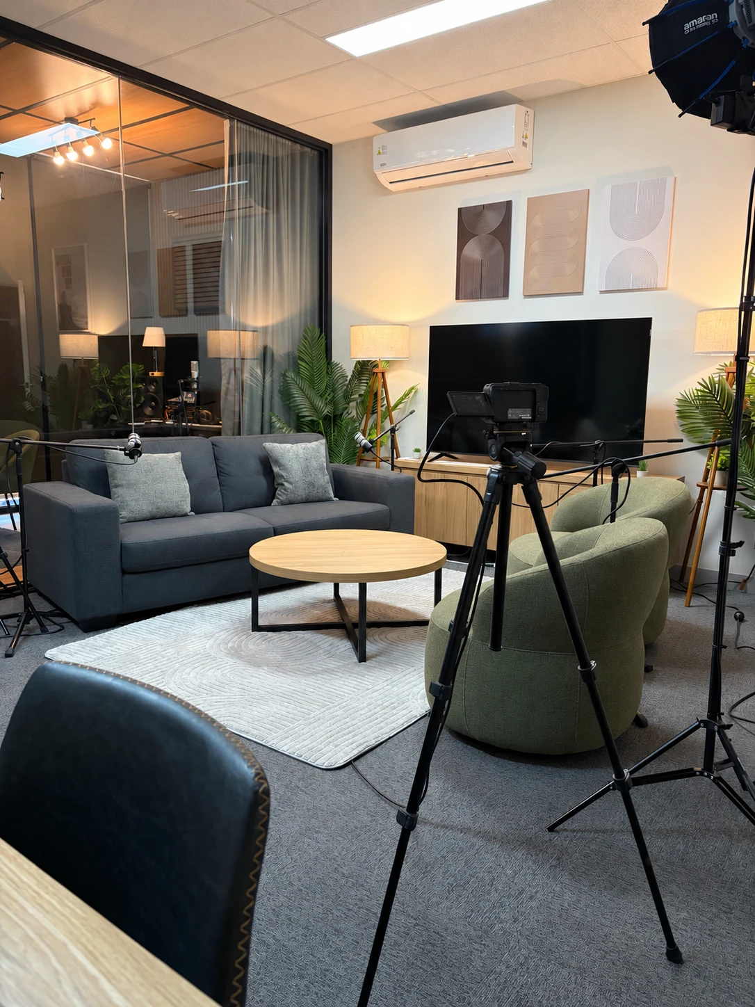 Lounge recording setup at HYDE HQ