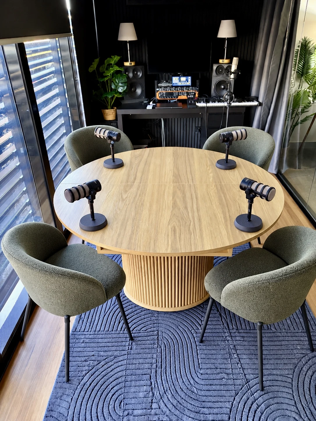 Four-person podcast table at HYDE HQ