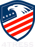 Shield logo with an eagle head, five stars, and red and white stripes above text '4TRESS'.