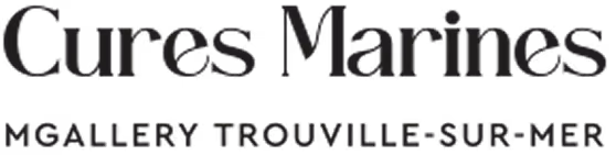 Logo Cures Marines MGallery Trouville-sur-Mer, texte noir sur fond gris clair