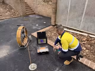 CCTV drain survey on site