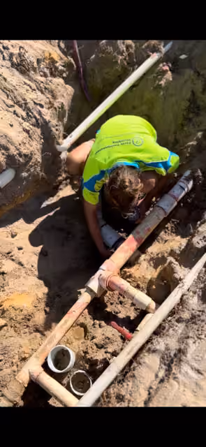 Trenchless pipe repair in progress