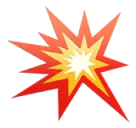 Cartoon-style explosion with red, orange, and yellow bursts.