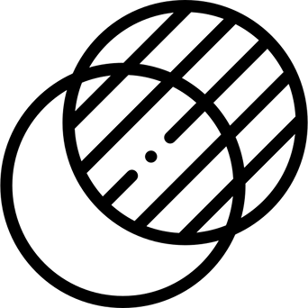 Black silhouette of a rooster facing right with detailed feathers and comb.