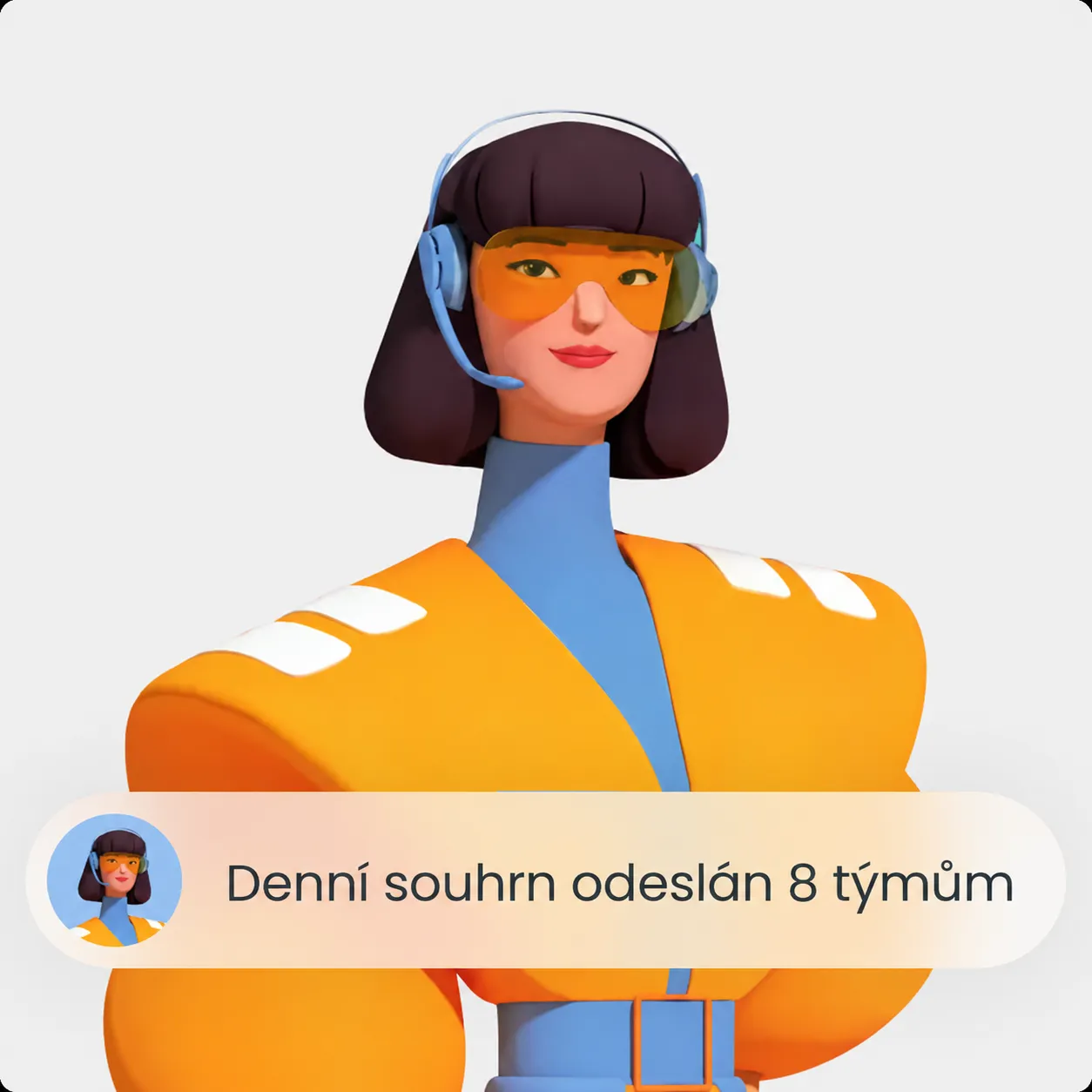 Denní souhrn týmu vytvořený pomocí AI
