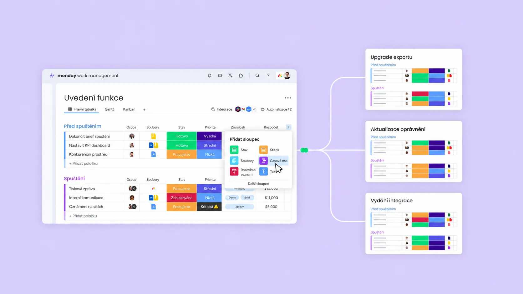 Ukázka monday vibe s AI workflow a reporty