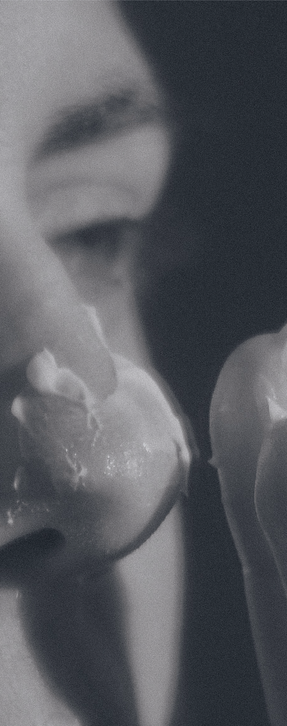 Close-up black and white portrait