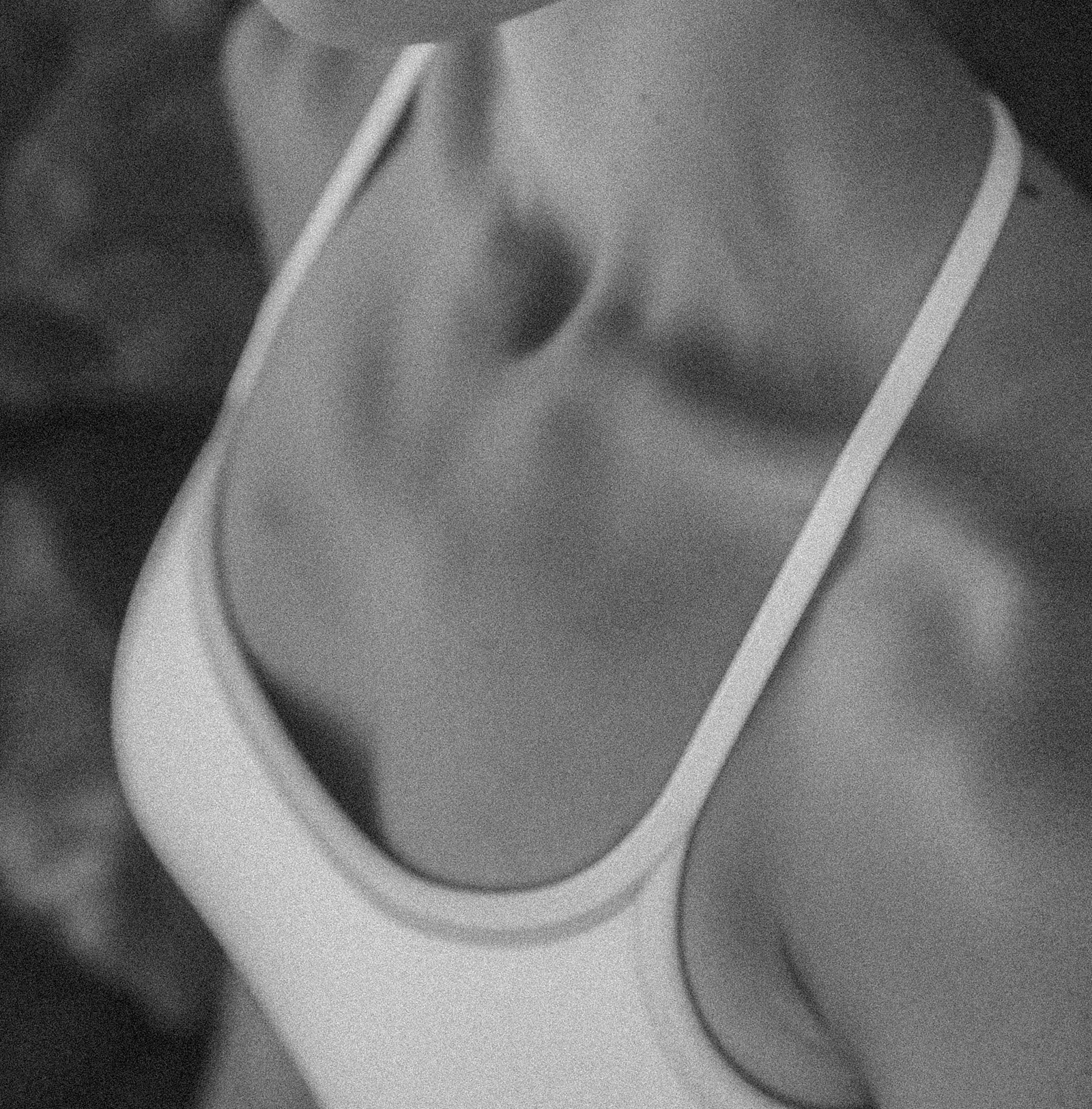 Close-up black and white portrait