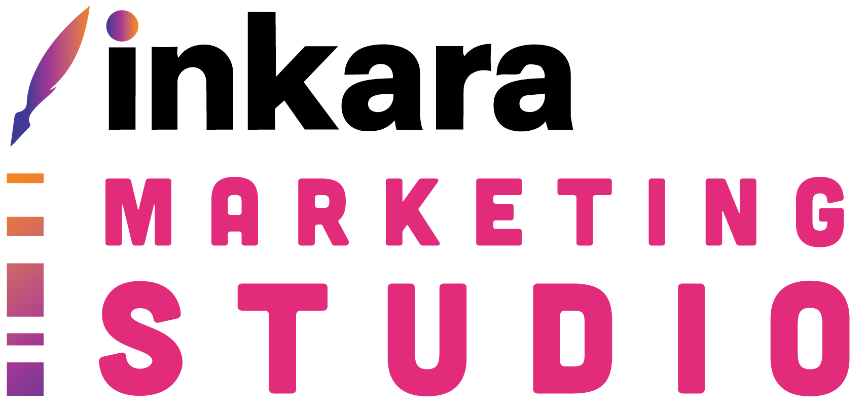 Inkara Marketing Studio logo with stylized feather and gradient bars next to bold pink text.