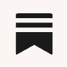 Black bookmark icon with two horizontal lines above a ribbon shape.