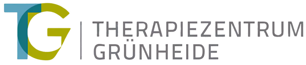 Logo des Therapiezentrums Grünheide mit stilisierten Buchstaben TG in Blau und Grün.