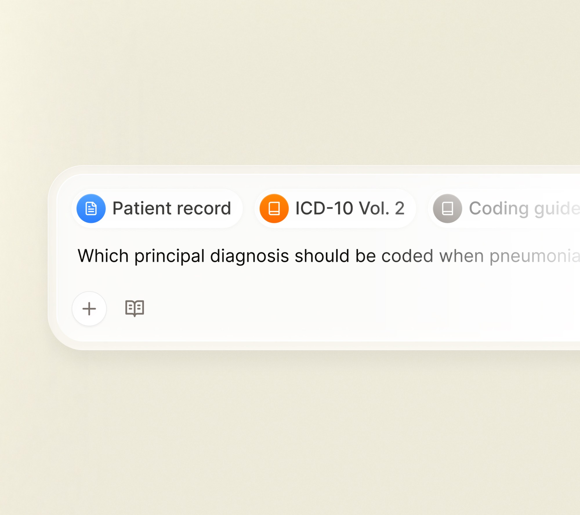 Parallel AI assistant answering a coding question using the patient record and ICD-10 references