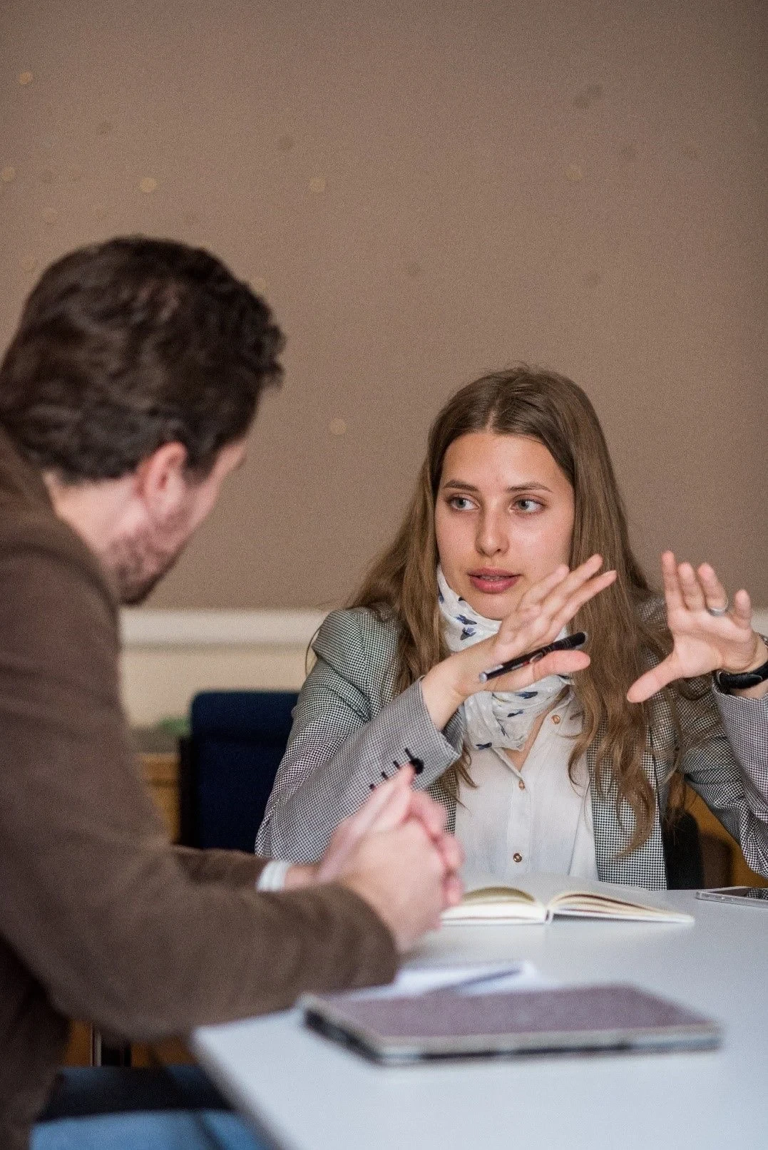 Two students having a discussion