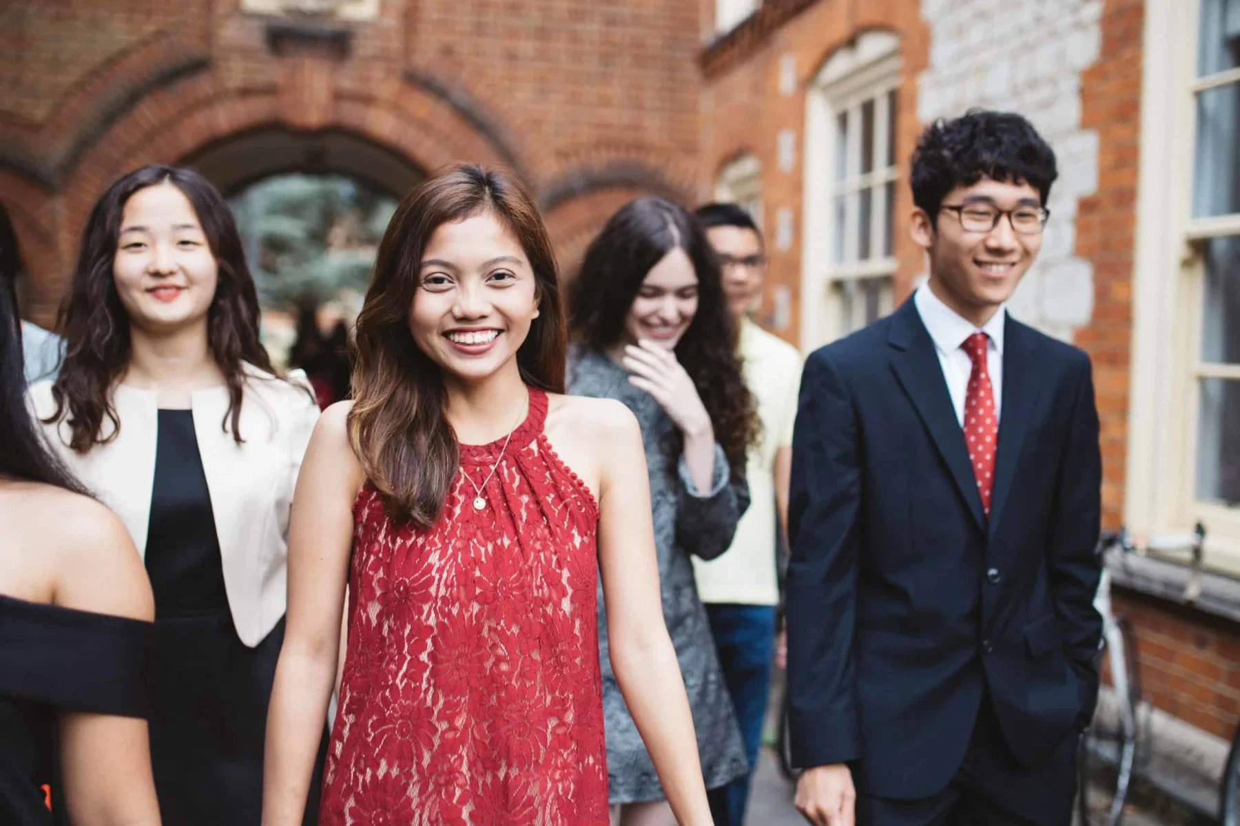 Students dressed up smiling