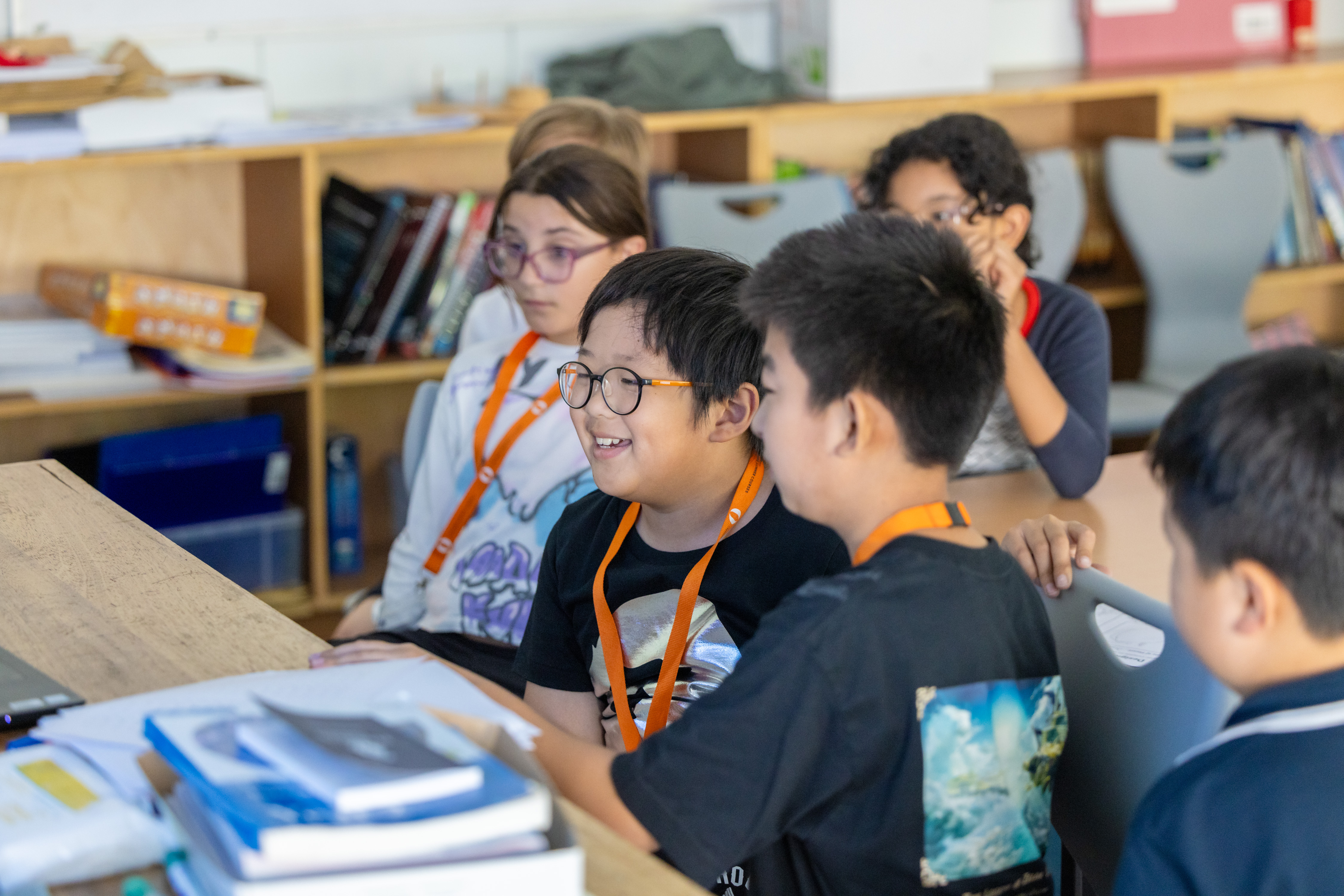 group of children having fun learning