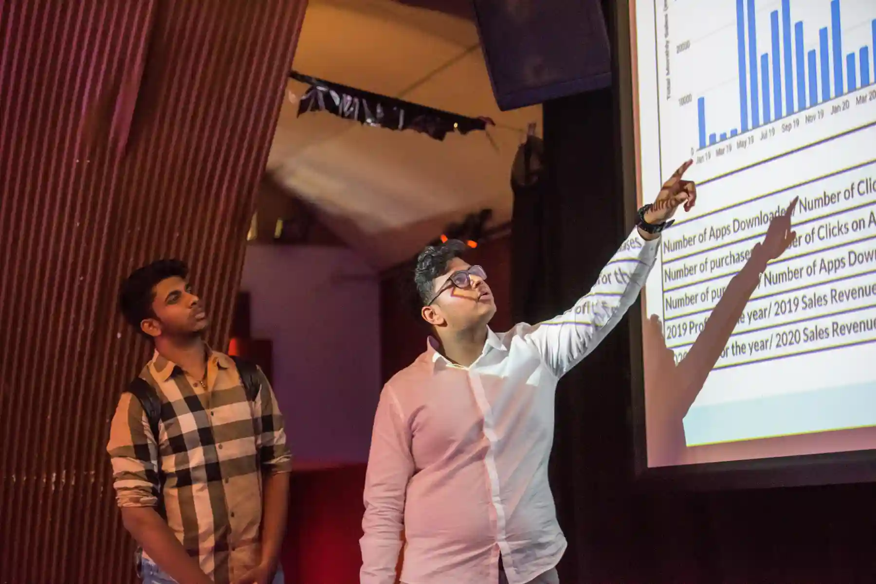students presenting research project