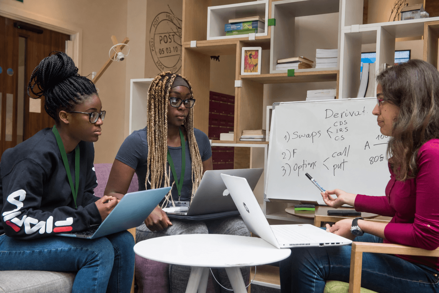 students revising in classroom
