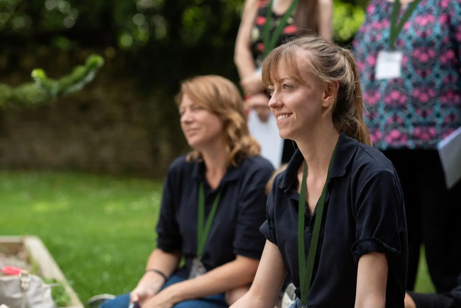 Student helpers in uniforms