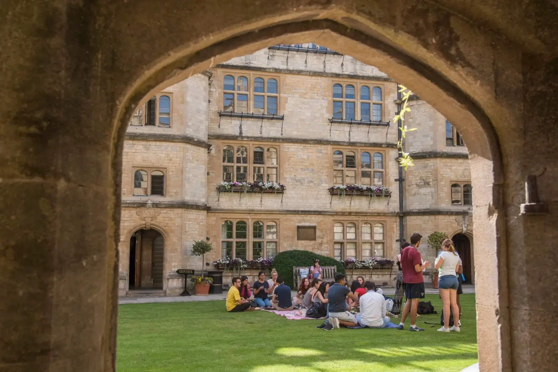 Students chatting outside