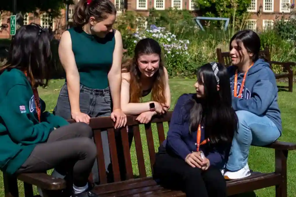 students speaking to each other