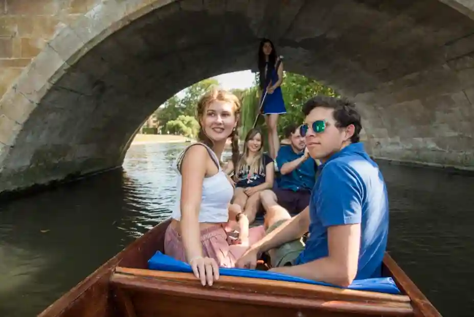 Students kayaking on the river.