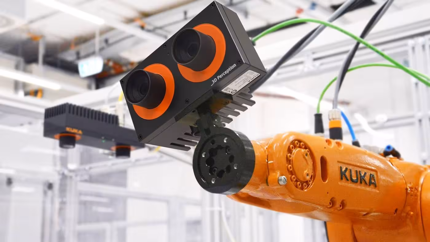 Industrial robot arm inside a controlled simulation and validation environment.