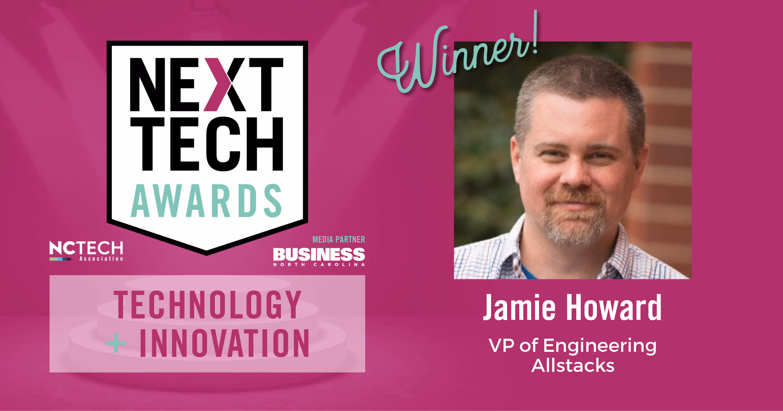 Allstacks’ Jamie Howard Selected as NEXT TECH Award Winner