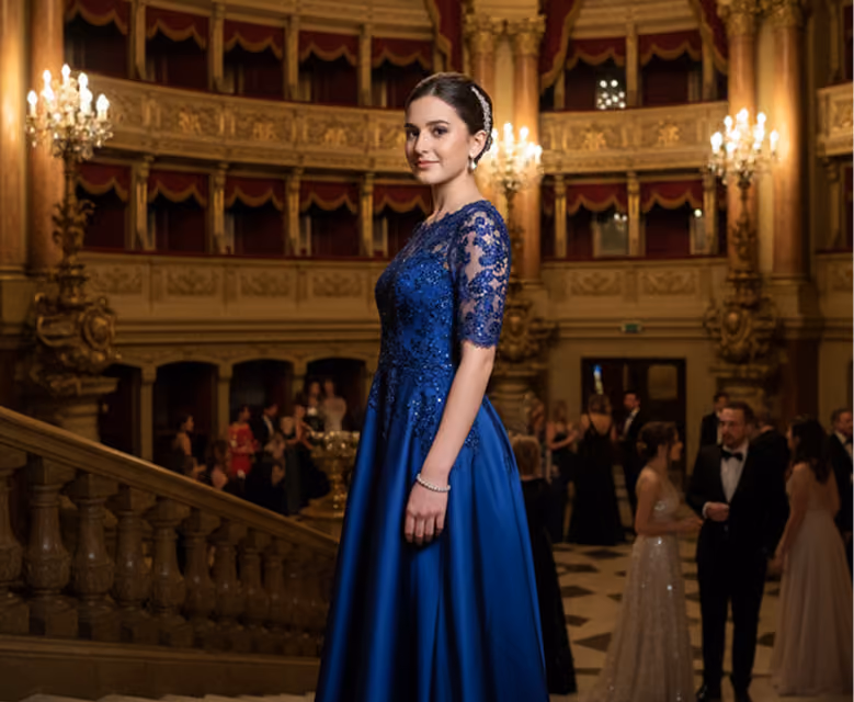 Ein Abendkleid in Blau