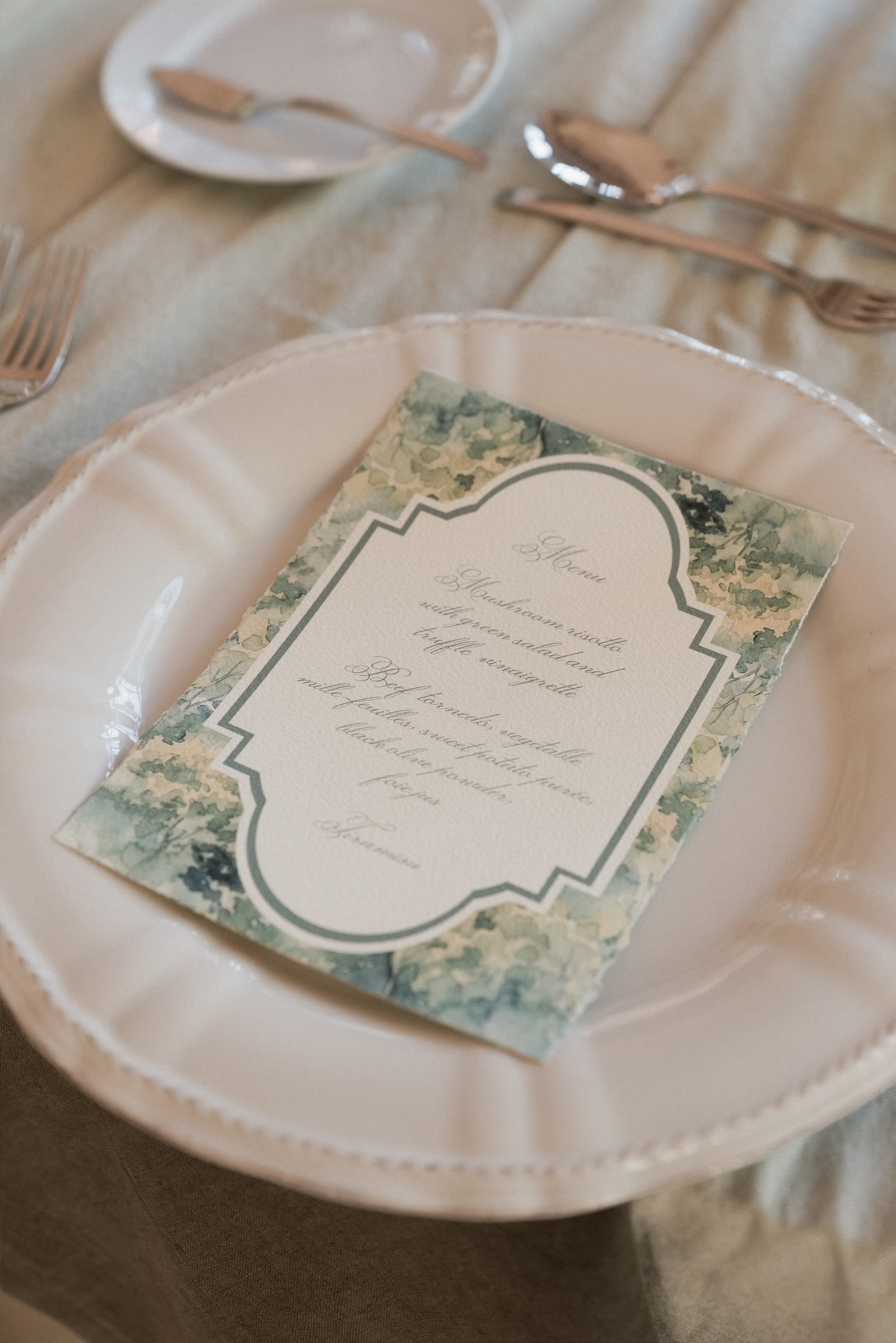 A table set for a wedding dinner
