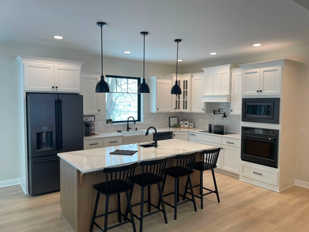 new home kitchen with island seating