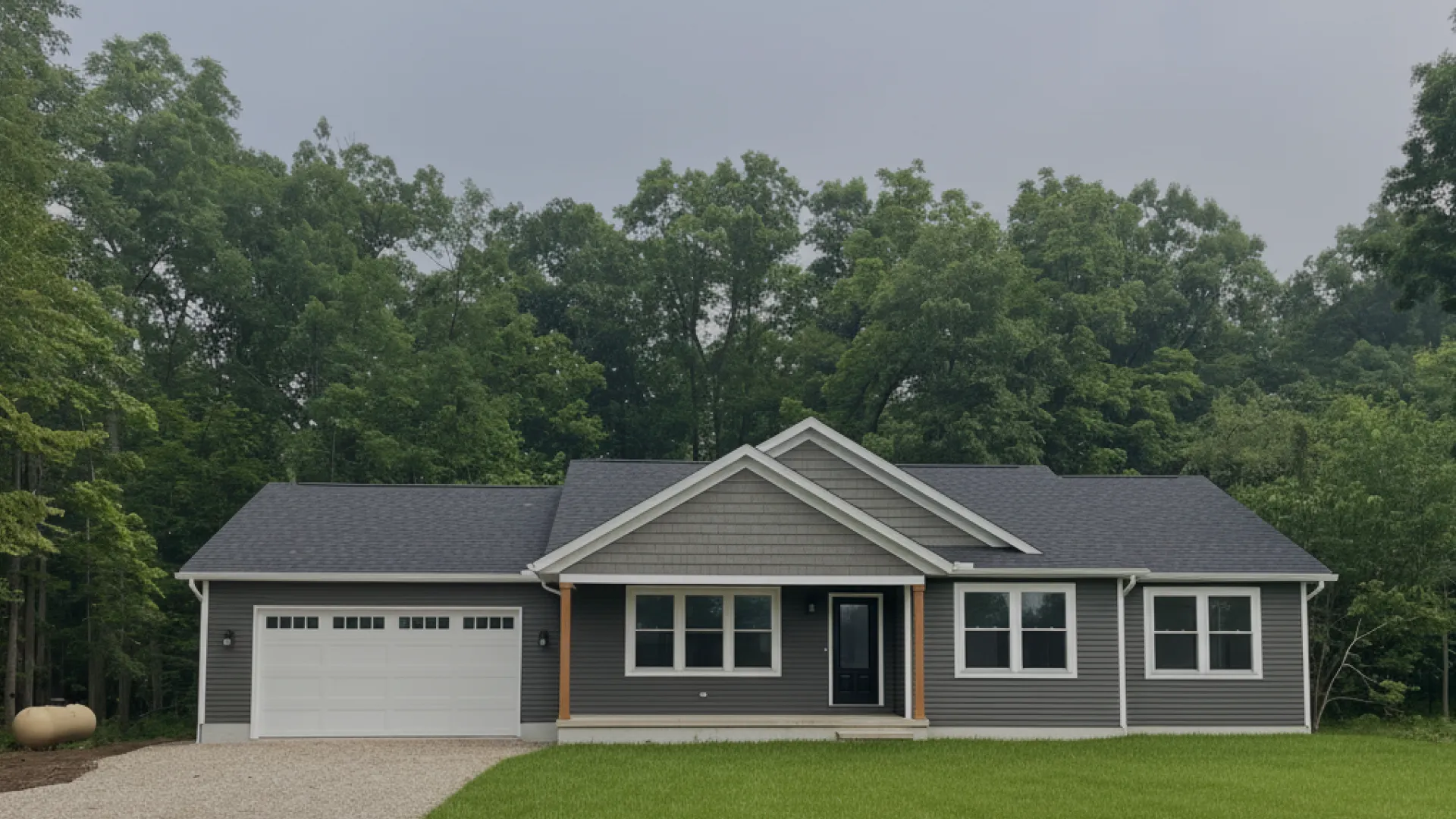 ranch floor plan home with overlay