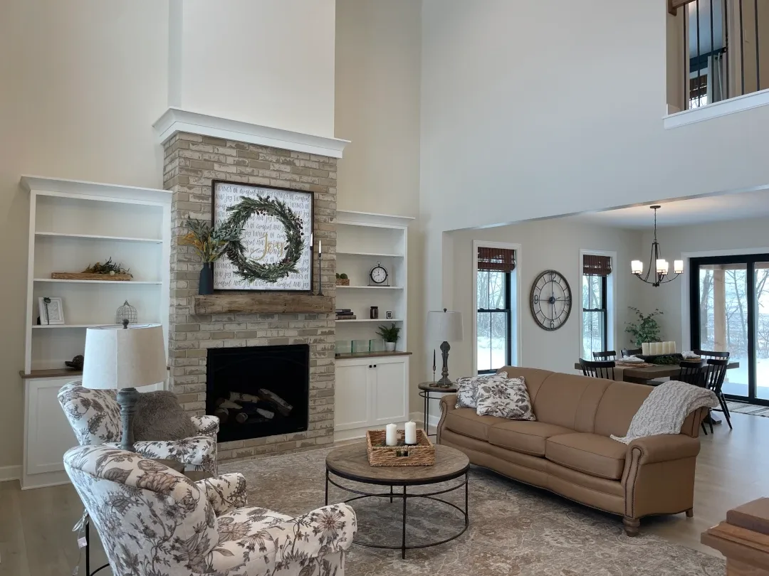 living space with fireplace