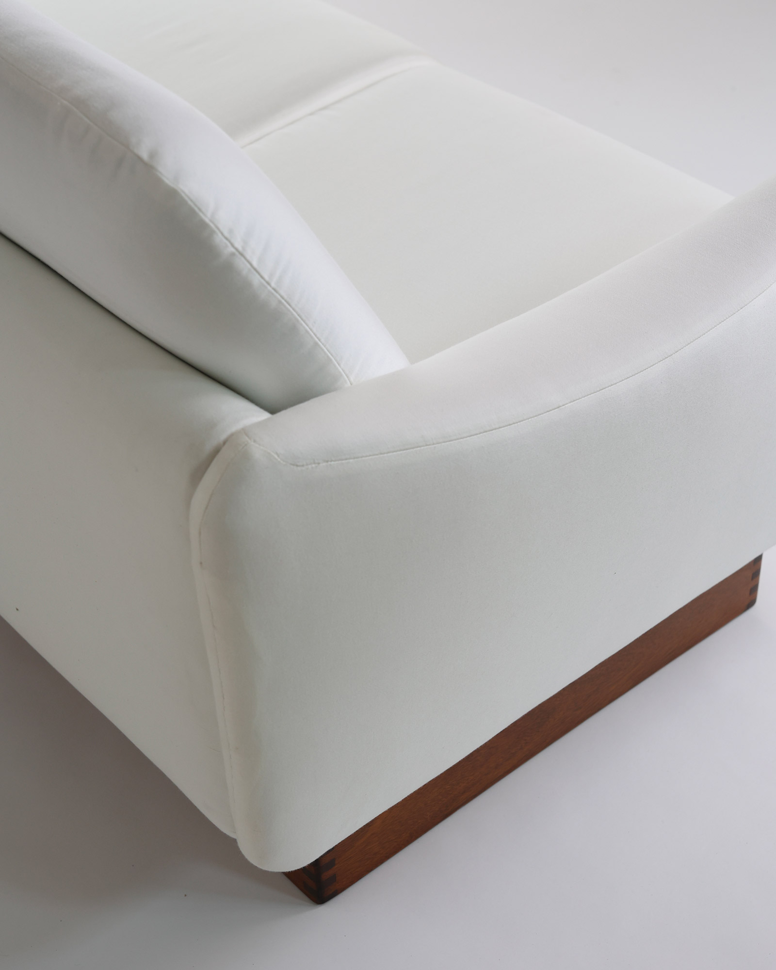 Teckel sofa by Michel Mortier - close-up detail of the upholstery and stitching