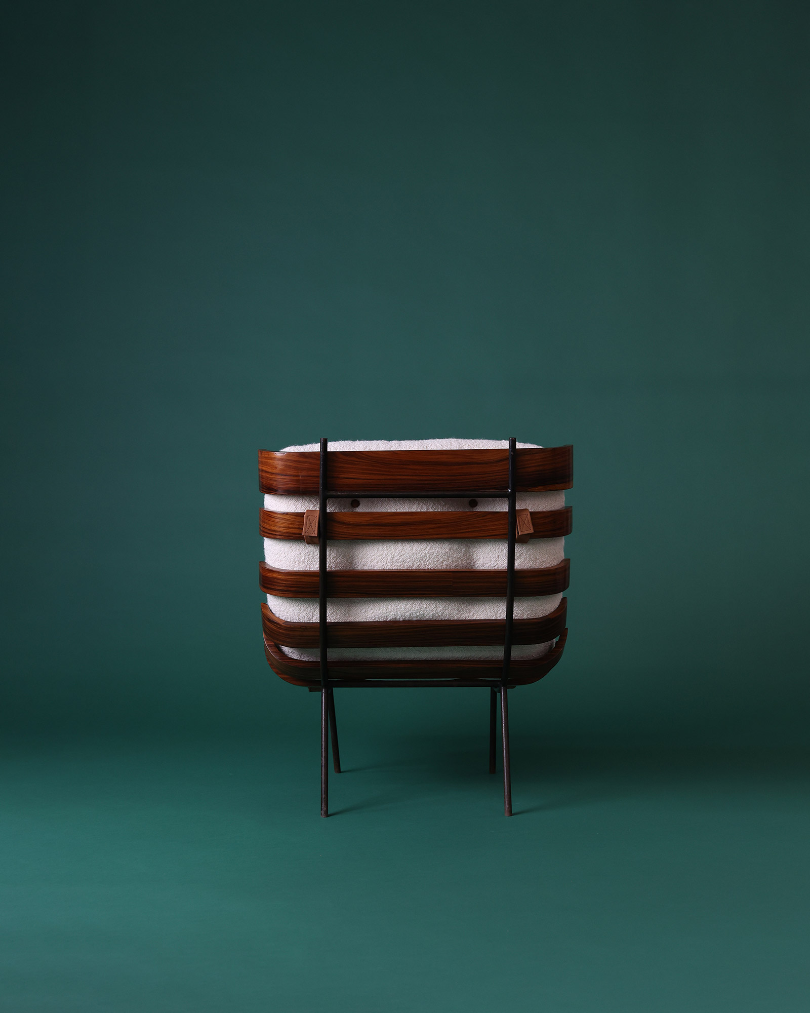 Costela armchair by Martin Eisler and Carlo Hauner - rear view highlighting the signature wooden ribcage structure and metal legs