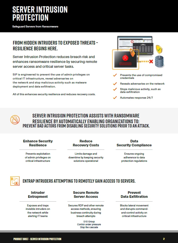 Server intrusion protection image of the first page of the flyer