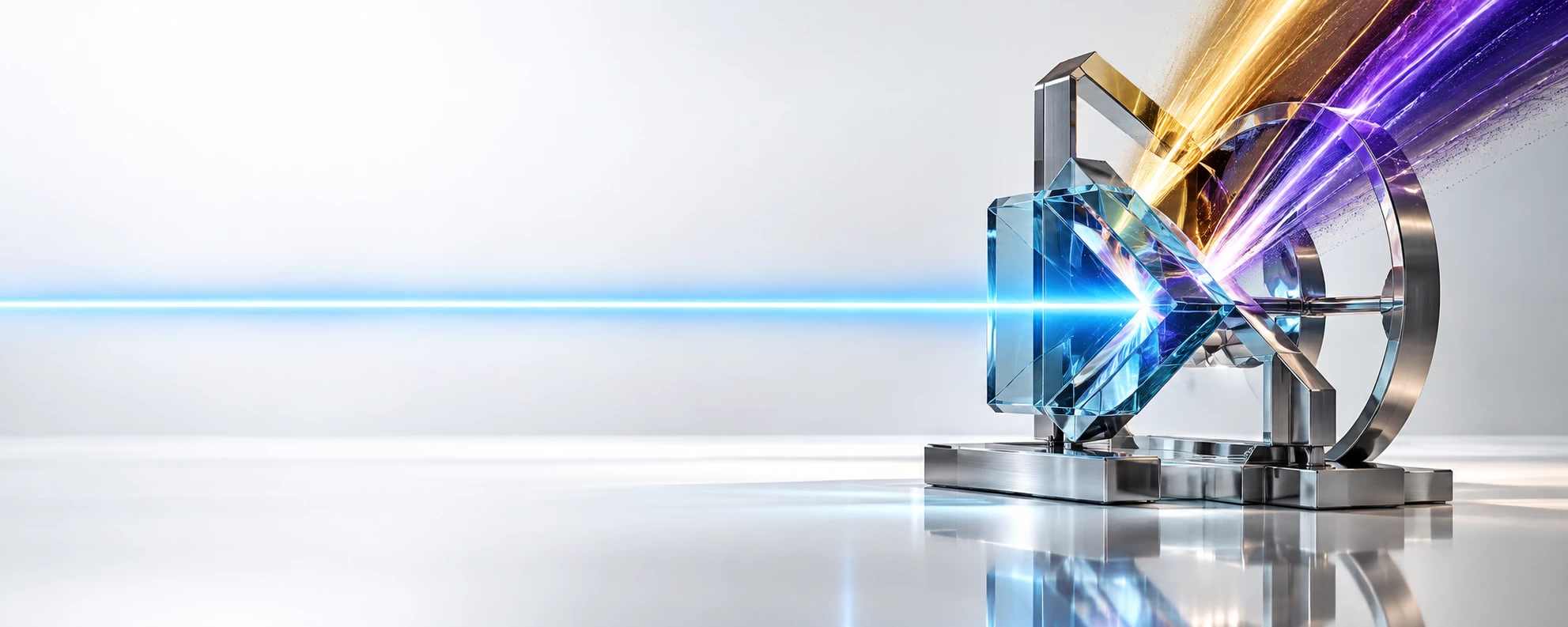 Conceptual 3D visual of a sapphire-glass and titanium balance mechanism stabilising volatile legal and governance pressure into an orderly pathway.