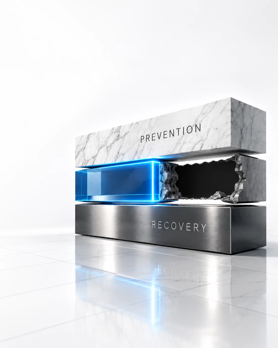 Cyber budget graphic with a gap and blue containment bar between prevention and recovery.