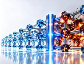 3D cybersecurity visual of a sapphire-glass and silver lattice with amber threats hidden in functioning nodes, isolated by a blue containment line.